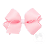 Medium Moonstitch Basic Bow Kids Hair Accessories Wee Ones Light Pink with White