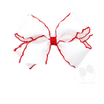 Medium Moonstitch Bow - White with Red Kids Hair Accessories Wee Ones