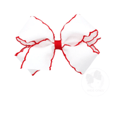 Medium Moonstitch Bow - White with Red Kids Hair Accessories Wee Ones