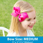 Medium Moonstitch Grosgrain Bow - White with Orange Kids Hair Accessories Wee Ones