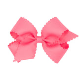 Medium Scalloped Edge Grosgrain Bow - Coral Kids Hair Accessories Wee Ones