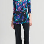 Neon Splash Print Side Tie Wrap Tunic Tops Clara Sun Woo