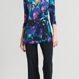 Neon Splash Print Side Tie Wrap Tunic Tops Clara Sun Woo