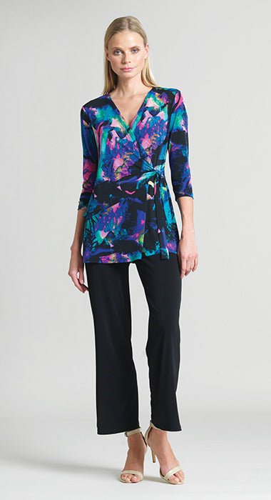 Neon Splash Print Side Tie Wrap Tunic Tops Clara Sun Woo