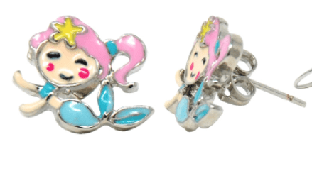 Rainbow Fantasy Stud Earrings Kids Jewelry Pink Poppy Blue Mermaid