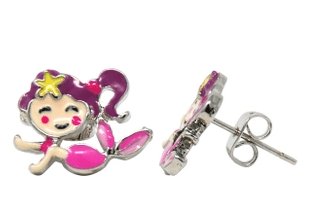 Rainbow Fantasy Stud Earrings Kids Jewelry Pink Poppy Pink Mermaid