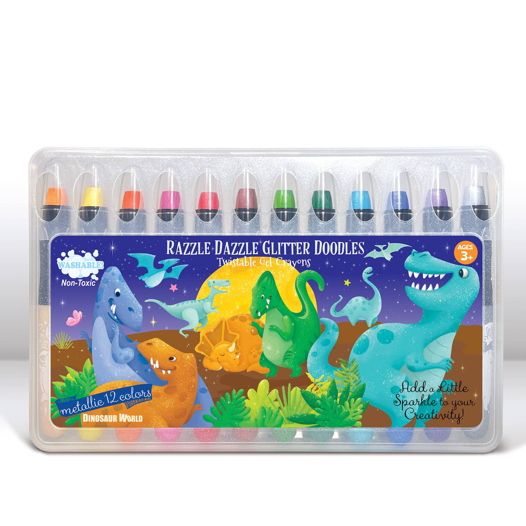 Razzle Dazzle Glitter Doodle Gel Crayons - Dinosaur World Toys The Piggy Story