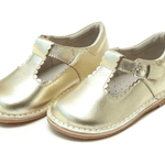 Selina Scalloped T-Strap Stitch Down Mary Jane - Gold Girls Shoes L'Amour