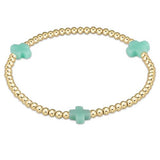 Signature Cross Gold Pattern 3mm Bead Bracelet - Mint Bracelets enewton