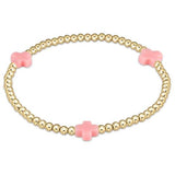 Signature Cross Gold Pattern 3mm Bead Bracelet - Pink Bracelets enewton