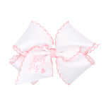 Small King White w/ Light Pink Moonstitch Big Sister Kids Hair Accessories Wee Ones