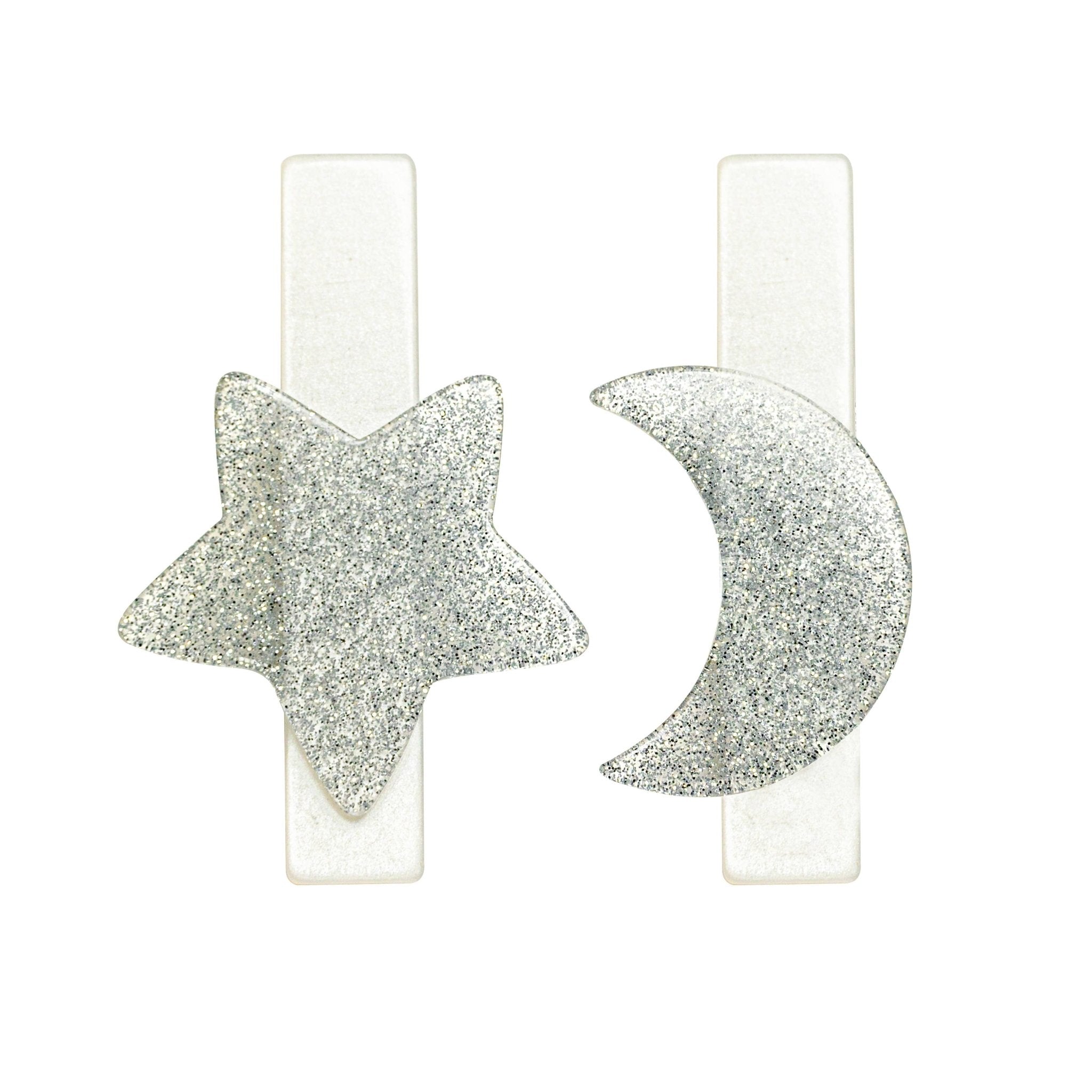 Star+Moon Set Silver Alligator Clips Kids Hair Accessories Lilies & Roses