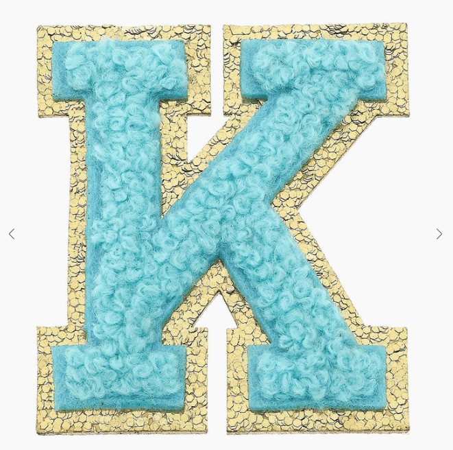 Stuck on You Large Chenille Glitter Varsity Letter Patch - Sugar Babies Children's Boutique/Meg's Shoppe