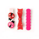 Three Combo Ladybug Pink Shades Alligator Clips Kids Hair Accessories Lilies & Roses