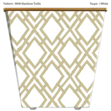 WH Hostess Taupe and White Bamboo Trellis Large Cachepot Home Decor Hedge Farm