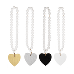 White Wood Bead Loop with Heart Home Decor Midwest-CBK