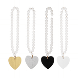 White Wood Bead Loop with Heart Home Decor Midwest-CBK